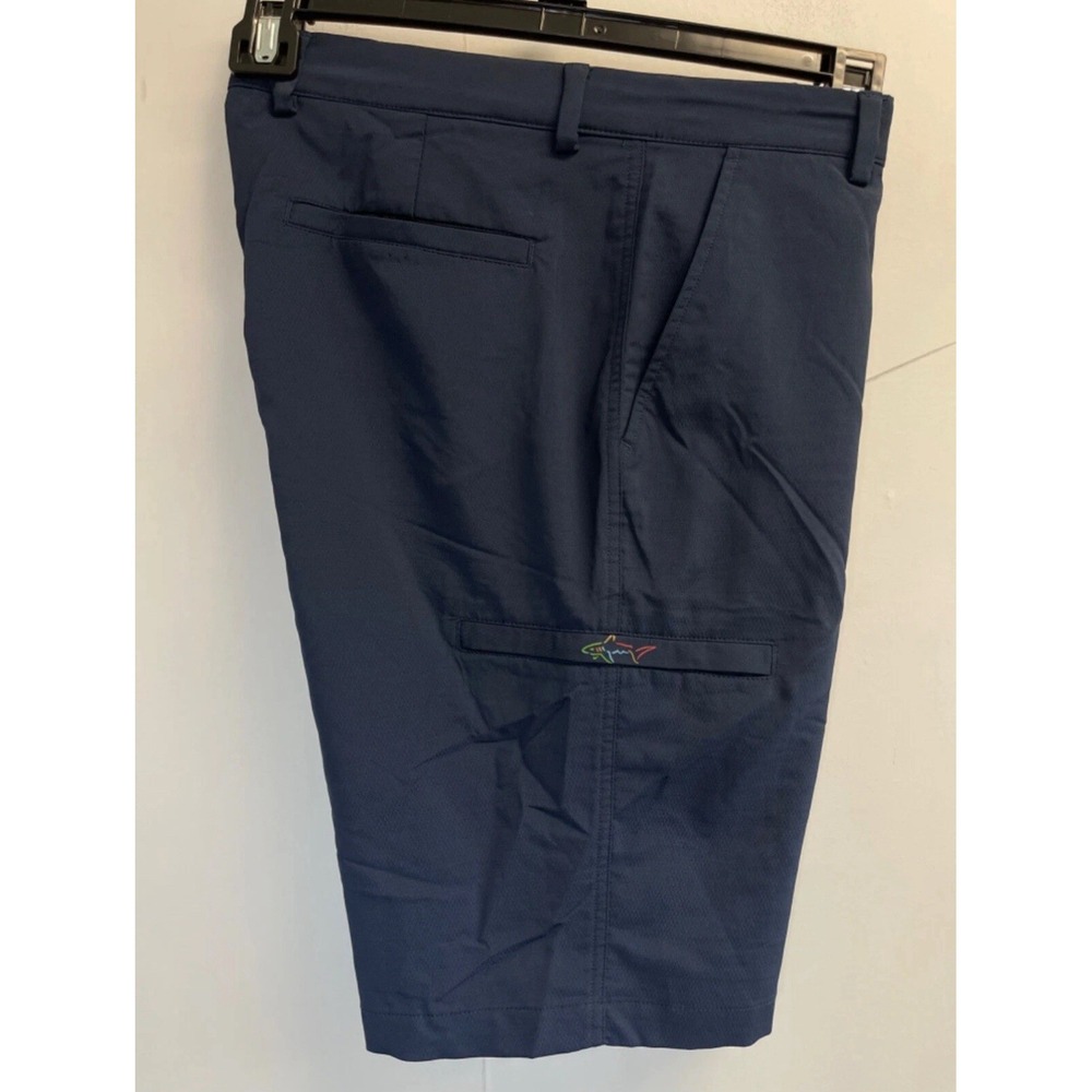 Greg Norman Men's Golf Shorts Navy Blue Size 32 inseam 10" Logo Cargo Pocket